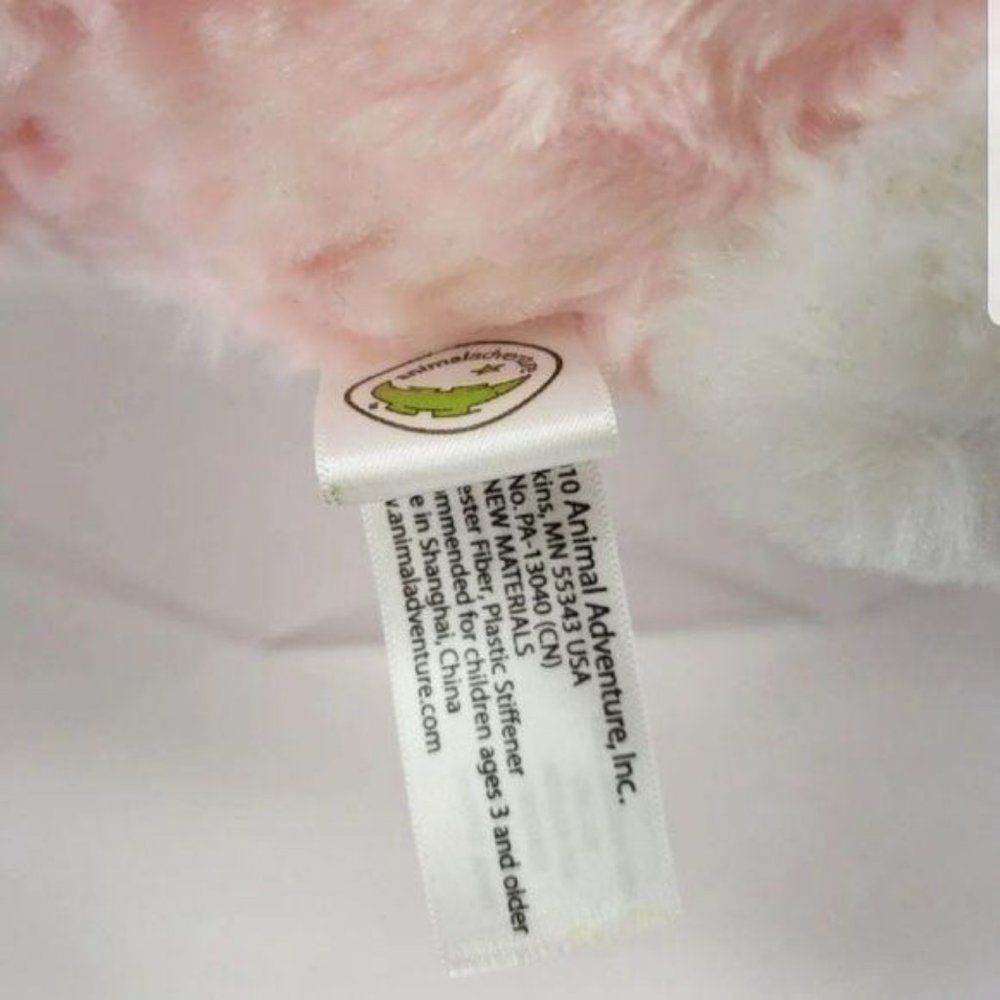 Animal Adventure Pink Plush Bunny Easter Basket Shaggy‎ Faux Fur Purple Handle - Picture 7 of 7